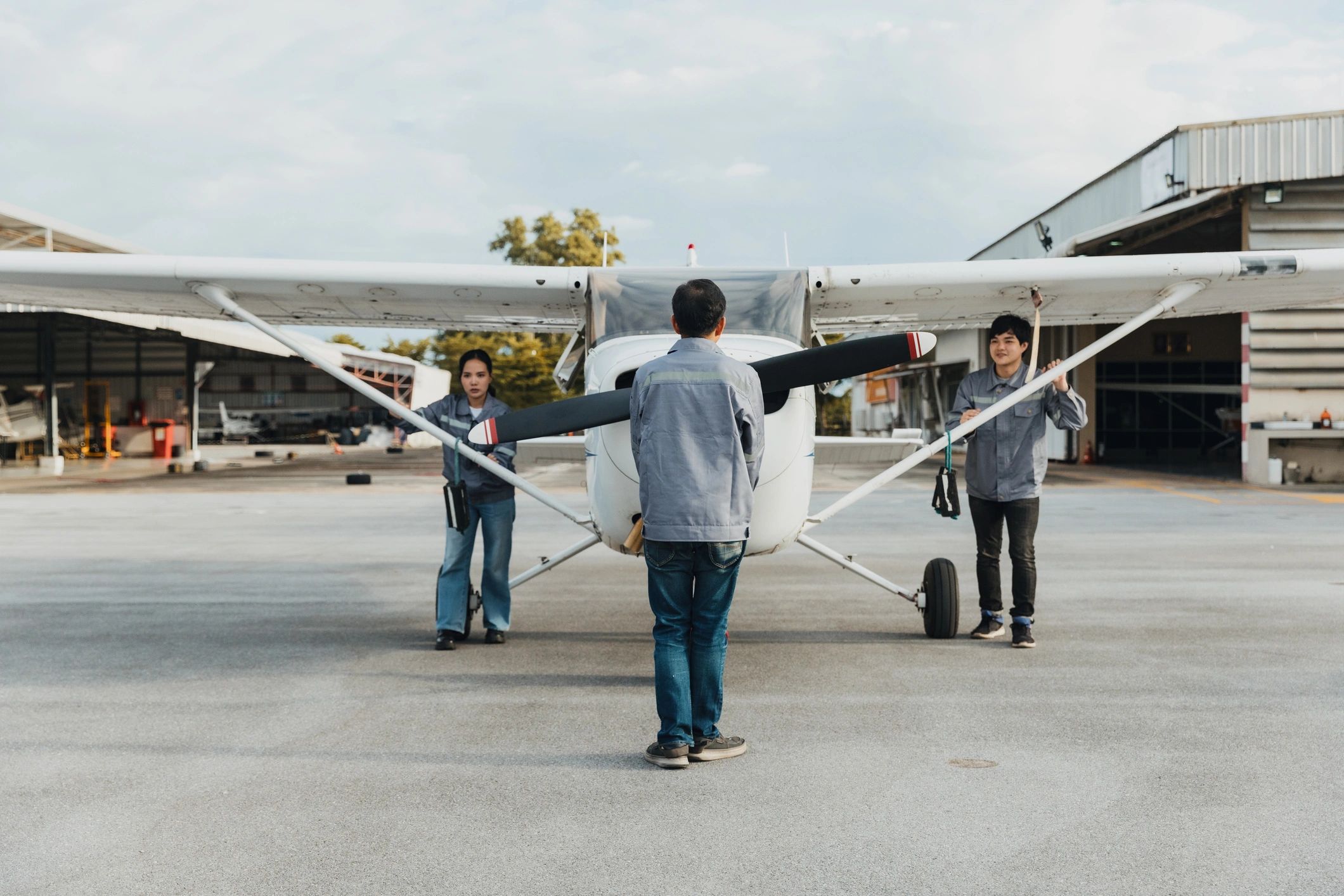 flight instructor with student